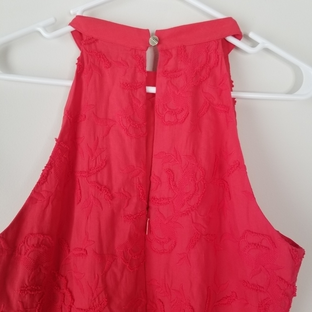 Ted Baker Lorene Halter Neck Fit & Flare Dress Red Size 3 Embroidered - Picture 8 of 16